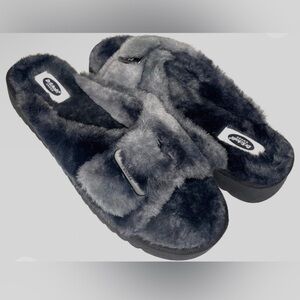 Dr Scholls faux fur slip on slide slippers NEW in box sz 9 Re $60